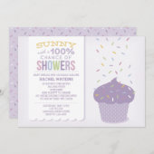 Paarse Cupcake Sprinkle Uitnodiging (Voorkant / Achterkant)