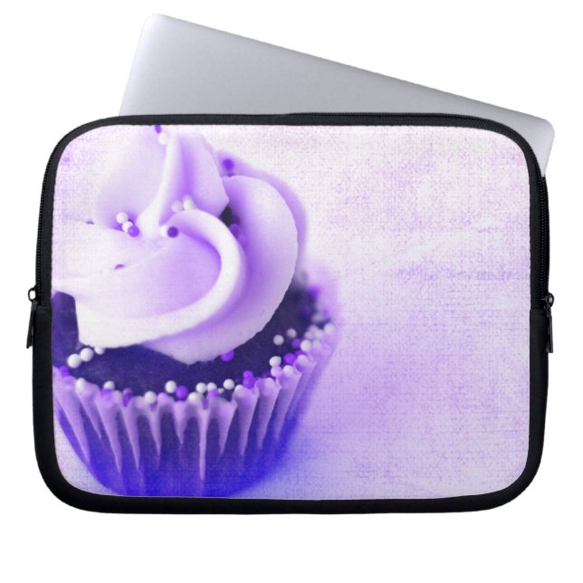 Paarse  Cupcake Sprinkles Laptop Sleeve (Voorkant)