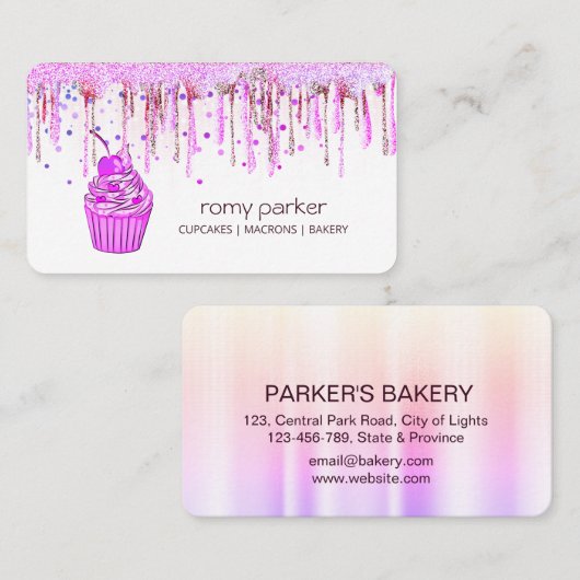 Paarse cupcake-tafelbanketbakkerij Driven Visitekaartje (Voorkant / Achterkant)