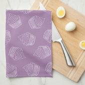 Paarse cupcake theedoek (Quarter Fold)