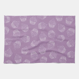 Paarse cupcake theedoek
