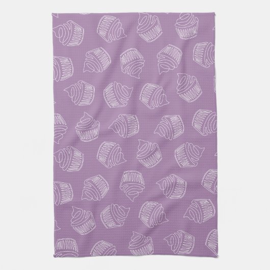 Paarse cupcake theedoek (Verticaal)