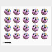 Paarse Cupcakes Ronde Sticker (Vel)