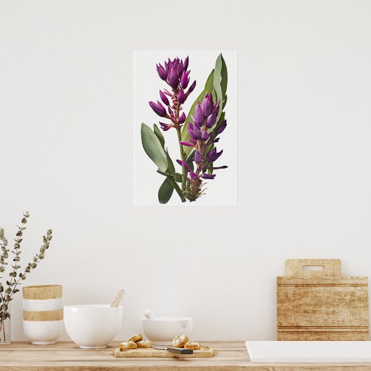 Paarse Curcuma Bloem Art Print Poster (Keuken)