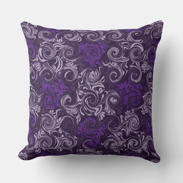 Paarse Curls  Floral Pattern Sierkussen (Voorkant)