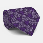 Paarse Curls Floral Pattern Stropdas (Opgerold)