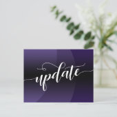Paarse curve uitgestelde bruiloft update bericht briefkaart (Staand voorkant)