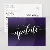 Paarse curve uitgestelde bruiloft update bericht briefkaart (Voorkant / Achterkant)