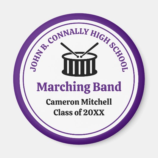 Paarse Custom High School Marching Band Keepsake Magneet (Voorkant)