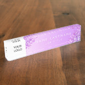 Paarse Custom Logo Executive Professional Naambordje (Zijkant)