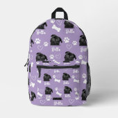 Paarse Custom Love Paw Print Hondenliefhebber Huis Bedrukte Rugzak (Voorkant)