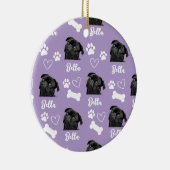 Paarse Custom Love Paw Print Hondenliefhebber Huis Keramisch Ornament (Rechts)