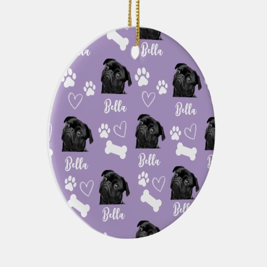 Paarse Custom Love Paw Print Hondenliefhebber Huis Keramisch Ornament (Rechts)