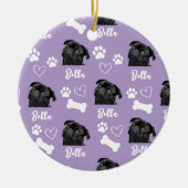 Paarse Custom Love Paw Print Hondenliefhebber Huis Keramisch Ornament (Voorkant)