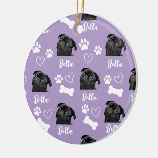 Paarse Custom Love Paw Print Hondenliefhebber Huis Keramisch Ornament (Links)