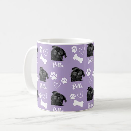 Paarse Custom Love Paw Print Hondenliefhebber Huis Koffiemok (Voorkant links)