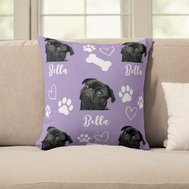 Paarse Custom Love Paw Print Hondenliefhebber Huis Kussen