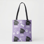 Paarse Custom Love Paw Print Hondenliefhebber Huis Tote Bag (Voorkant)