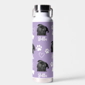 Paarse Custom Love Paw Print Hondenliefhebber Huis Waterfles (Voorkant)
