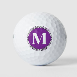 Paarse Custom Monogrammed Initiaal Rope Edge Golfballen