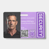 Paarse Custom Security Guard Photo Badge (Voorzijde)