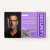 Paarse Custom Security Guard Photo Badge (Voorkant)