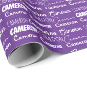  Paarse Custom Typography Collage Verjaardag Cadeaupapier (Rol Hoek)