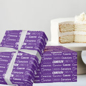 Paarse Custom Typography Collage Verjaardag Cadeaupapier