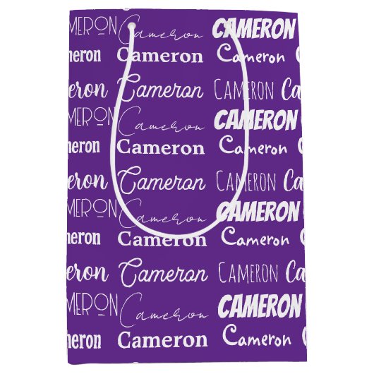 Paarse Custom Typography Collage Verjaardag Medium Cadeauzakje (Voorkant)