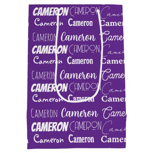  Paarse Custom Typography Collage Verjaardag Medium Cadeauzakje (Achterkant)