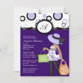 Paarse Cute Baby shower nodigt uit Kaart (Voorkant)