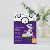 Paarse Cute Baby shower nodigt uit Kaart (Staand voorkant)