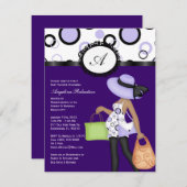 Paarse Cute Baby shower nodigt uit Kaart (Voorkant / Achterkant)