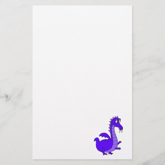 Paarse Cute Cudly Dragon Briefpapier (Voorkant)