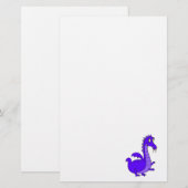 Paarse Cute Cudly Dragon Briefpapier (Voorkant / Achterkant)