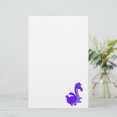 Paarse Cute Cudly Dragon Briefpapier (Staand voorkant)