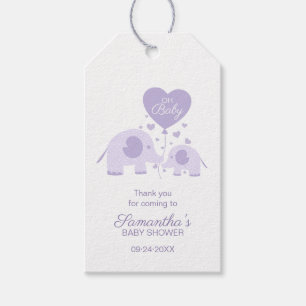 Paarse Cute Elephant Baby shower Favor Dank u Cadeaulabel