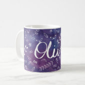 Paarse Cute Floral Name Personalized Mug Koffiemok (Voorkant links)