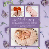 Paarse Cute Girl Announountion Foto Collage Aankondiging