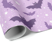 Paarse Cute Gothic Vleermuizen Cadeaupapier (Rol Hoek)