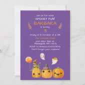 Paarse Cute Halloween Thema Kinderen Verjaardagsfe Kaart (Voorkant)