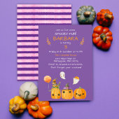 Paarse Cute Halloween Thema Kinderen Verjaardagsfe Kaart