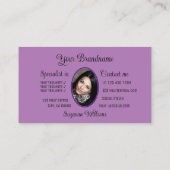 Paarse Cute Lila Heart met Monogram en Foto Visitekaartje (Achterkant)