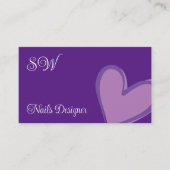 Paarse Cute Lila Heart met Monogram en Foto Visitekaartje (Voorkant)
