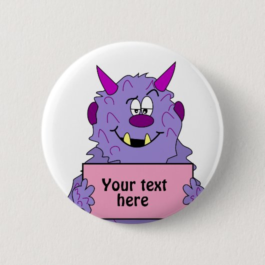 Paarse Cute Monster  Sjabloon Ronde Button 5,7 Cm (Voorkant)