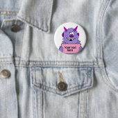 Paarse Cute Monster  Sjabloon Ronde Button 5,7 Cm (In situ)