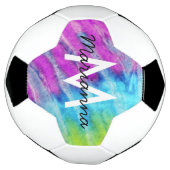 Paarse Cyaan Tie Dye Name and Initiaal Personalize Voetbal (Gedraaid)