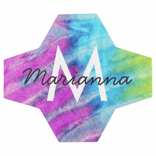 Paarse Cyaan Tie Dye Name and Initiaal Personalize Voetbal (Enkel)