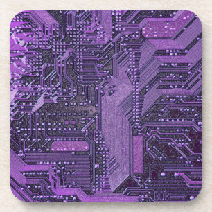 Paarse Cyber Circuit Board Tech Art Electronics Bier Onderzetter