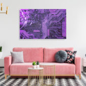 Paarse Cyber Circuit Board Tech Art Electronics Canvas Afdruk (Insitu (Woonkamer))